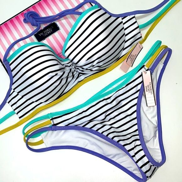 🔥VICTORIA SECRET SWIMSUIT 2pc 34B push-up //small  New #2 - Picture 1 of 11
